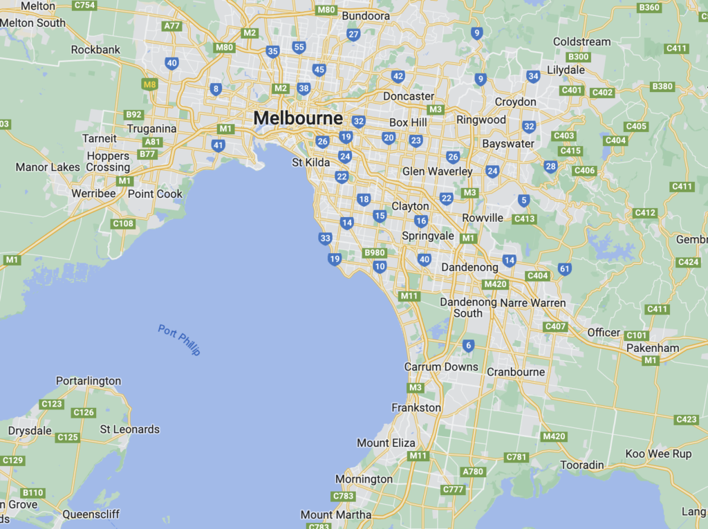 map of cctv installation areas across Melbourne